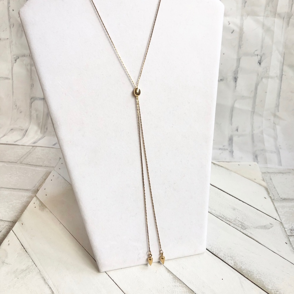 Vintage Napier Gold Tone Lariat Tassel Necklace Adjustable Toggle